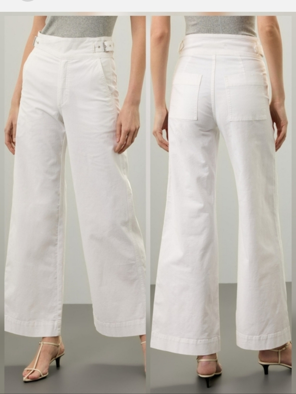 RTR JOE'S JEANS double buckle sailor pants in optic white 28